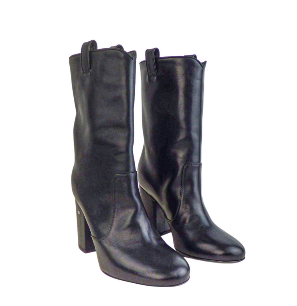 Nib Laurence Dacade Peter Black Heeled Boots Classic Design